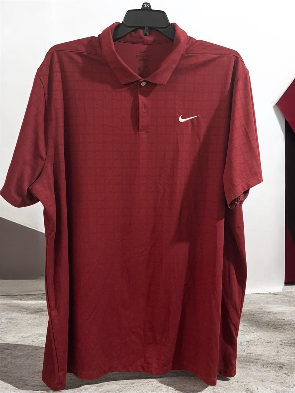 Nike Men’s Red Grid Polo with White Swoosh 3XL
